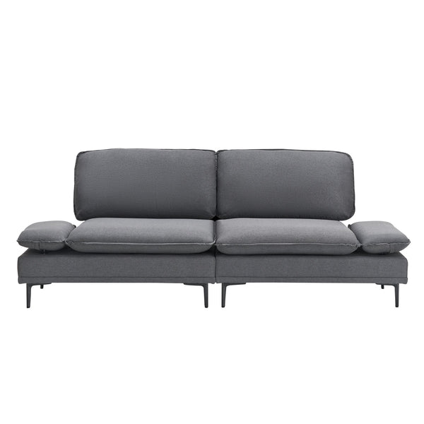 English Elm 89 Two-Seater Sofa in Polyester Blend Upholstery, Modern Deep Grey & Yellow Options, Metal Legs, 300LB Capacity W1658S00060