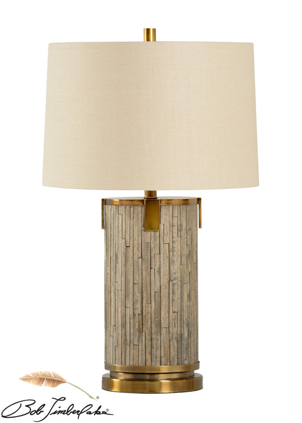 Wildwood White's Driftwood Lamp With Antique Brass Trim—Coastal Rustic 28" Table Lamp For Farmhouse DéCor 21746