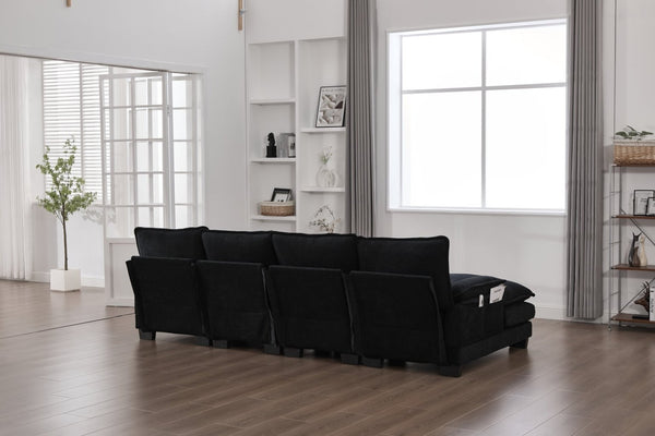 English Elm United We Win U-Shaped Cloud Couch, 110" Chenille Modular Sectional Sofa With Memory Foam & Storage W1568S00217-GIGA