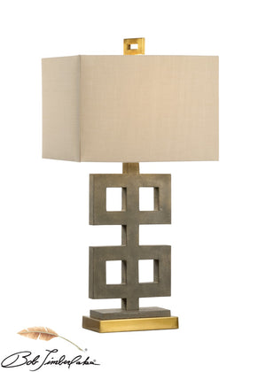 Wildwood Ross Concrete Table Lamp With Antique Brass Mounting — Industrial Minimalist Accent For Bedside Desks 21758