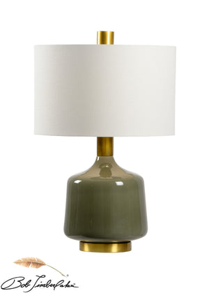 Wildwood Tremont Olive Ceramic Table Lamp With Antique Brass Base, Off-White Linen Shade, 25"H Elegance 21759