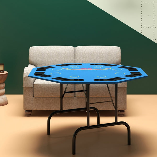 English Elm Soozier Foldable 47" Octagon Poker Table For 8 Players - Compact Casino Experience With Drink Holders W2225P217197-GIGA