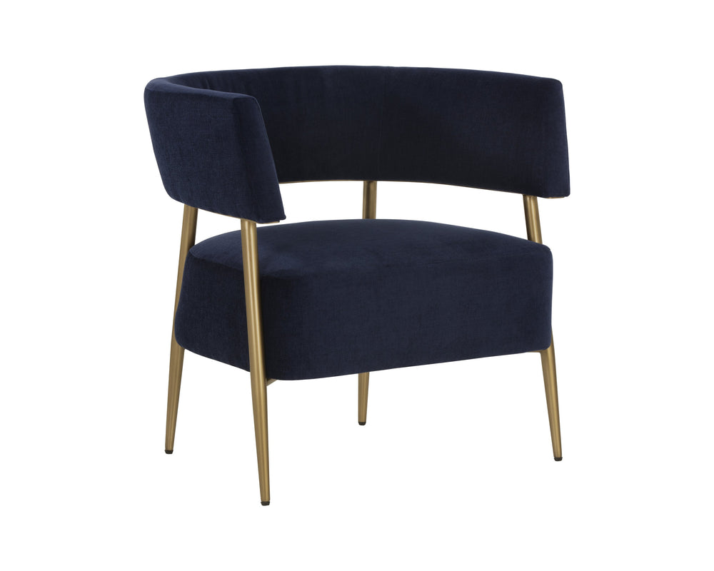 Sunpan Maestro Lounge Chair - Contemporary Curved Design with Antique Brass Legs for Luxurious Comfort Danny Navy