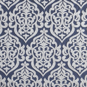 JLA Home Madison Park - Jacquard Silver Medallion Shower Curtain — Textured Damask Weave, 72x72 Durable Machine-Washable Navy/Silver MP70-6876