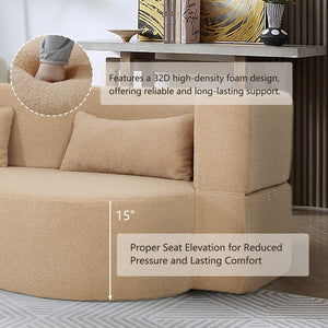 English Elm 2-in-1 Convertible Sofa Bed - Full Size Folding Loveseat with Plush Teddy Fabric, No Assembly Needed Apricot W3163P322892