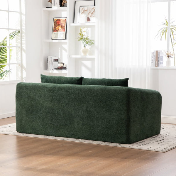 English Elm 71" Chenille Pull Out Sleeper Loveseat Convertible Floor Couch for Dorm or Guest Bedroom Green W3118P388901