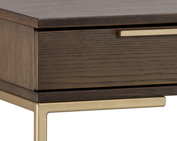 Sunpan Rebel Desk - Modern Solid Oak Wood Desk with Soft Closing Drawers and Black Iron Hardware Design Gold / Raw Umber
