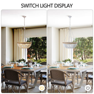 English Elm 22" Bohemian Wood Beaded Pendant Chandelier White+Oak — Soft Ambient Lighting, Durable Iron Craftsmanship W1340P177244