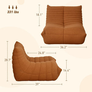 English Elm Bean Bag Floor Sofa Teddy Fleece Channel Tufted Foam Seat for Gaming Lounge T3971P405928