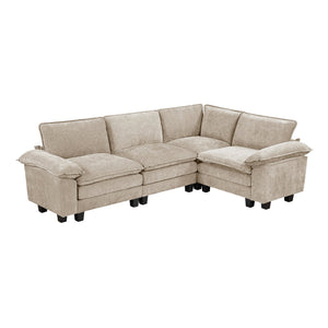 English Elm Modern Modular 4-Piece Sectional Sofa – Plush Comfort In Soft Taupe Chenille For Stylish Living Rooms B011S01807