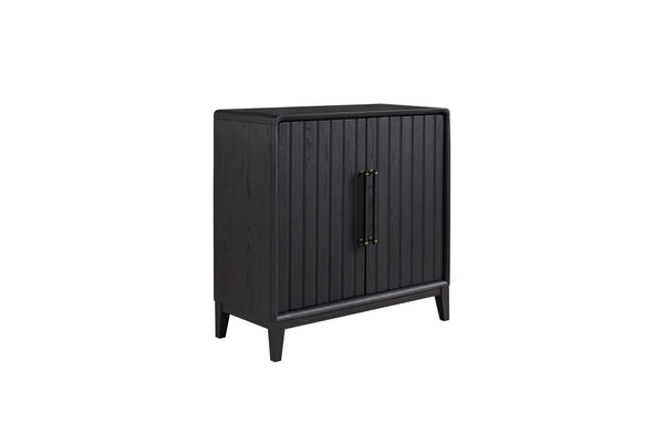 English Elm Peppercorn Server with 4 Storage Cabinets, Elm Veneer Finish, Power-Ready Design & Custom Hardware Black 45 L x 22 W x 38.75 H B2699P237505