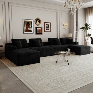 English Elm 165.3*68.9"modular Sectional Sofa 8 Piece Plush Corduroy No Assembly Living Room W3819S00158