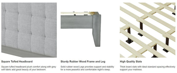 English Elm Christopher Knight Home® - Solid Wood Platform Bed With Plush Upholstered Headboard – California King For Modern Elegance N758P197692G