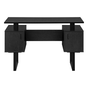 English Elm Computer Desk - Modern Black Laminate Home Office Workstation With Storage Cabinets & Metal Legs B2710P221291