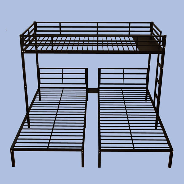 English Elm Triple Bunk Bed Steel Frame Sleeps Three Kids with Noise Reduced Powder Coated Design W3752S00013