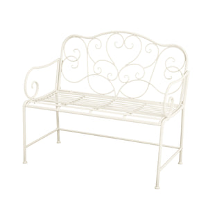 English Elm Christopher Knight Home® - Sunnydaze Iron Garden Bench with 41" Spacious Seating for Two, Timeless Elegant Outdoor Seating Design Matte White N775P206861W