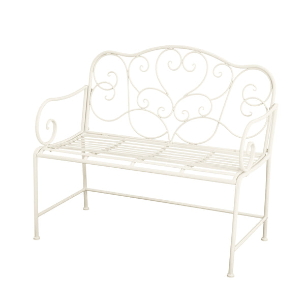 English Elm Christopher Knight Home® - Sunnydaze Iron Garden Bench with 41" Spacious Seating for Two, Timeless Elegant Outdoor Seating Design Matte White N775P206861W