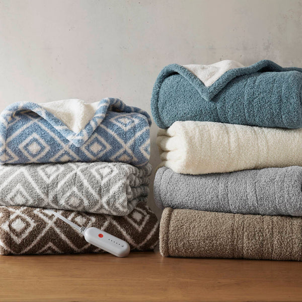 English Elm 1 Pcs Dream Soft Heated Throw - Cozy 50X60" Blue Geo Blanket For Ultimate Warmth & Comfort B035P319634