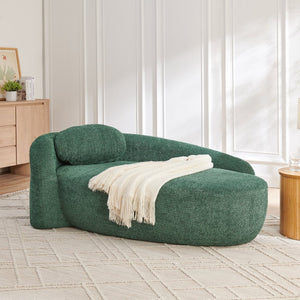 English Elm Modern Oval Bouclé Lounge Chair with Sculpted Armrest for Bedroom or Living Room Green W487P456127