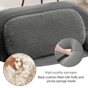 English Elm L-shaped Modular Corduroy Sectional Sofa Ergonomic Low Profile Living Room Seating Grey W714S01267