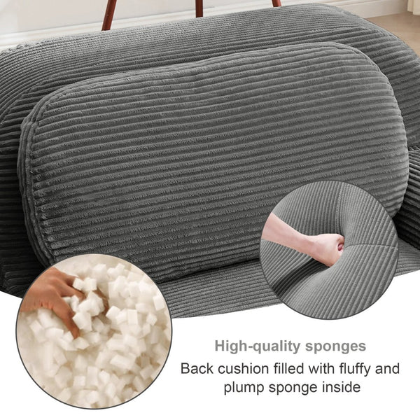 English Elm L-shaped Modular Corduroy Sectional Sofa Ergonomic Low Profile Living Room Seating Grey W714S01267