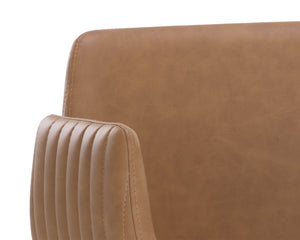 Sunpan Lucano Counter Stool - Elegant Milliken Cognac Faux Leather With Gold Stainless Steel Legs Brown Faux Leather 111122