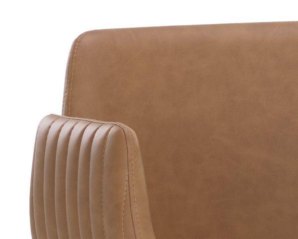 Sunpan Lucano Counter Stool - Elegant Milliken Cognac Faux Leather With Gold Stainless Steel Legs Brown Faux Leather 111122