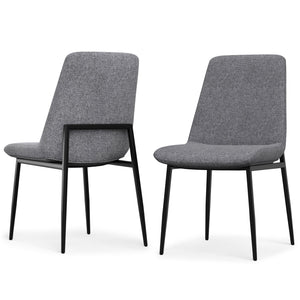 English Elm Savannah Grey Fabric Dining Chairs Set of 2 — Ergonomic Padded Seats, Sleek Black Metal Legs, Compact Durable Design B136P266920
