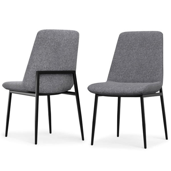 English Elm Savannah Grey Fabric Dining Chairs Set of 2 — Ergonomic Padded Seats, Sleek Black Metal Legs, Compact Durable Design B136P266920