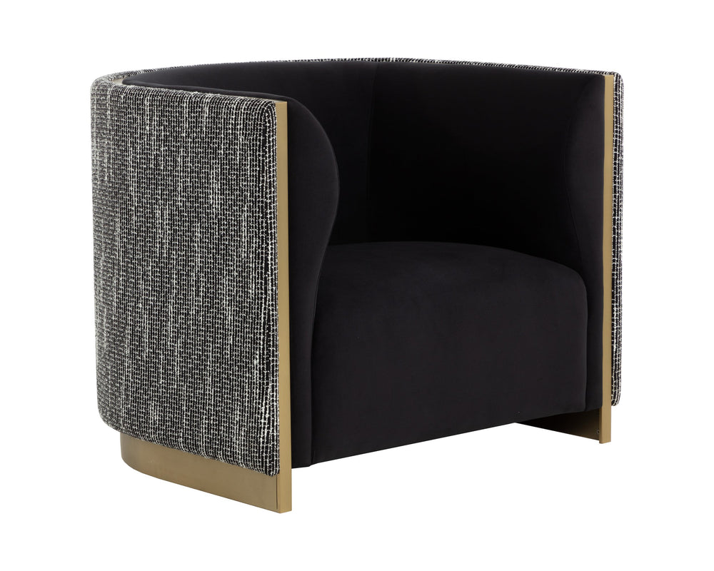 Sunpan Larron Armchair - Contemporary Two-tone Upholstery In Abbington Black & Hobbes Night, Durable Design Black Fabric 111937