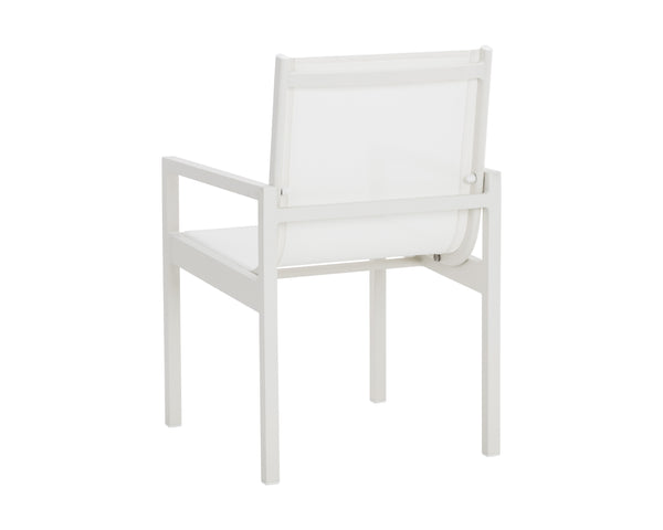Sunpan Merano Dining Armchair Set of 2 - Modern Design with Durable Aluminum Frame for Stylish Comfort White