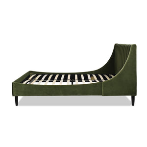 English Elm Jennifer Taylor Home - Aspen Modern Platform Bed Set In Olive Green Velvet - Vertical Tufted Headboard, Queen Size Comfort B2719P238512