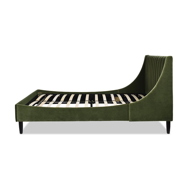 English Elm Jennifer Taylor Home - Aspen Modern Platform Bed Set In Olive Green Velvet - Vertical Tufted Headboard, Queen Size Comfort B2719P238512