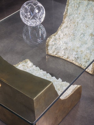 Lexington Artistica Home Apricity Rectangular Cocktail Table - Stunning Contemporary Design With Bronze & White Crystal Accents Bronze Wood 2181-945c