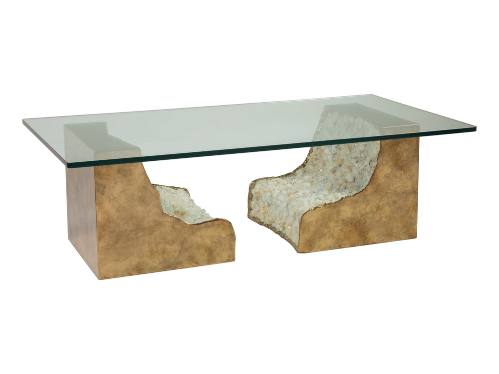 Lexington Artistica Home Apricity Rectangular Cocktail Table - Stunning Contemporary Design With Bronze & White Crystal Accents Bronze Wood 2181-945c