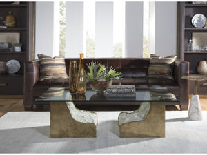 Lexington Artistica Home Apricity Rectangular Cocktail Table - Stunning Contemporary Design With Bronze & White Crystal Accents Bronze Wood 2181-945c