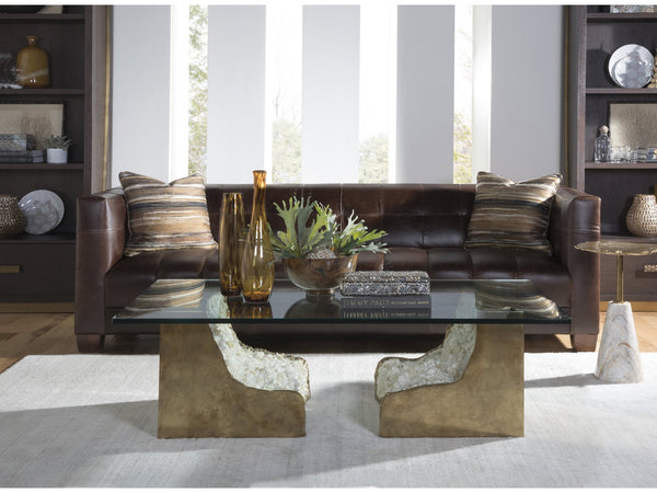 Lexington Artistica Home Apricity Rectangular Cocktail Table - Stunning Contemporary Design With Bronze & White Crystal Accents Bronze Wood 2181-945c