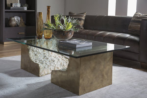 Lexington Artistica Home Apricity Rectangular Cocktail Table - Stunning Contemporary Design With Bronze & White Crystal Accents Bronze Wood 2181-945c