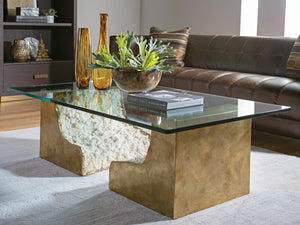 Lexington Artistica Home Apricity Rectangular Cocktail Table - Stunning Contemporary Design With Bronze & White Crystal Accents Bronze Wood 2181-945c