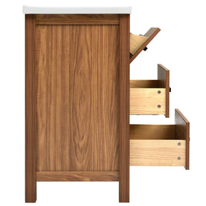 English Elm 48'' Bathroom Vanity with Sink 48.8'' Modern Freestanding 6-Drawer Ceramic Basin Cabinet for Baths Natural Wood N710SS00008P