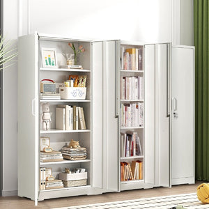 English Elm Container Furniture Direct Ironclad Steel Locking Cabinet with Adjustable Shelves for Garage Cream White B2735P461946