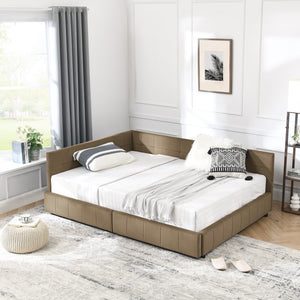 English Elm Full Size Upholstered Tufted Bed Frame - Stylish Sofa Bed With Storage, Brown Velvet Elegance W487S00307