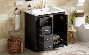 English Elm 30'' Elegant Bathroom Vanity Combo With Ceramic Sink, Storage Cabinet, 3 Drawers & Soft-Close Doors N710P191970B