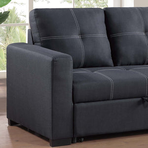 English Elm Sectional Convertible Sleeper Sofa Black Tufted Polyfiber Pull-Out Bed Firm Support Stylish 87" B011P398872