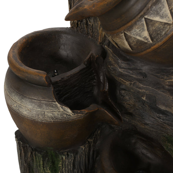 English Elm Christopher Knight Home® - 19.75" Weather-Resistant 3-Tier Floor Fountain with LED Base Light, Stone-Look Polyresin Outdoor Decor 71793.00BGRY