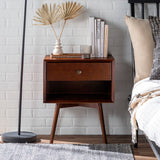 English Elm Walker Edison - Mid-Century Modern Single-Drawer Solid Wood Nightstand - Walnut