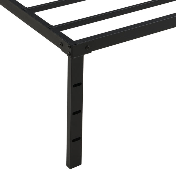 English Elm Queen Platform Bed Frame Heavy Duty Steel Slats Matte Black Modern Bedroom Base W2297P419870