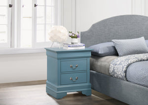 English Elm Compact Teal Nightstand with Two Drawers, 24"H x 21"W x 16"D, No Assembly, Bright Teal Accent Piece B078107857
