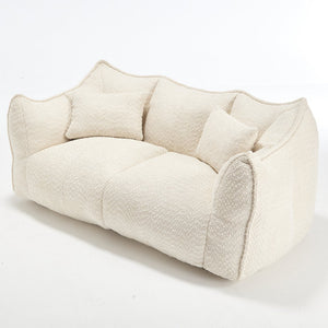 English Elm Soft Plush Foam Beanbag Chair for Two People, Square Recliner Sofa With Superfiber Comfort Embrace Beige W1996P252271