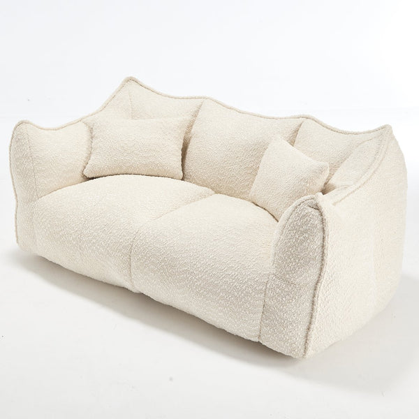 English Elm Soft Plush Foam Beanbag Chair for Two People, Square Recliner Sofa With Superfiber Comfort Embrace Beige W1996P252271